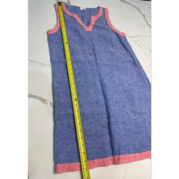 Sigrid Olsen Chambray Linen Dress S Blue Sleeveless V-neck Coastal Preppy - Picture 6 of 6